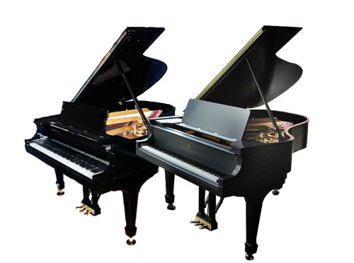 Both pianos after rebuilding them.